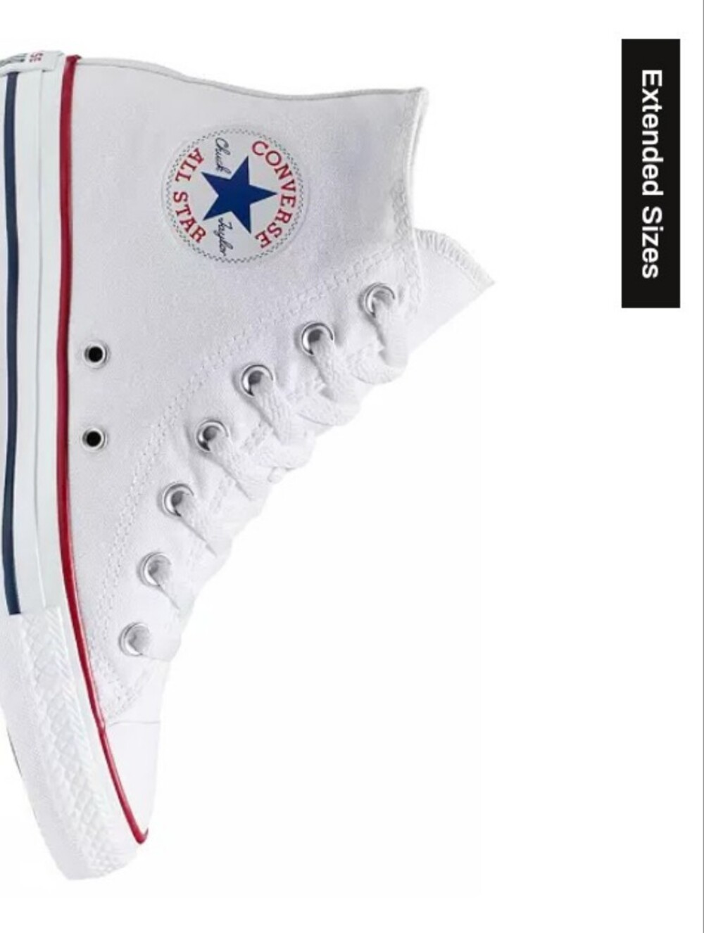 Converse Chuck Taylor All Star High Top Sneakers - White with Red & Blue Trim